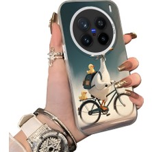 HONTINGA Vivo X200 Pro ile Uyumlu Kılıf Silikon Kenar Sert Arka Kamera Koruyucu Basitlik Anti Düşme Kamera Korumalı Ördek Desen Couple Telefon Kılıfı Kadın ve Erkek Için Uygundur K1-1504