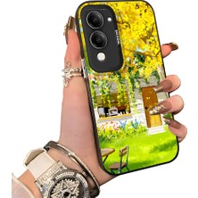 HONTINGA Vivo Y29S ile Uyumlu Kılıf Silikon Kenar Sert Arka Kamera Koruyucu Basitlik Anti Düşme Kamera Korumalı Manzara Desen Couple Telefon Kılıfı Kadın ve Erkek Için Uygundur K1-1503