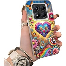 HONTINGA Xiaomi Redmi Note 14 Pro ile Uyumlu Kılıf Silikon Kenar Sert Arka Kamera Koruyucu Basitlik Anti Düşme Kamera Korumalı Kalp Desen Couple Telefon Kılıfı Kadın ve Erkek Için Uygundur K1-1502