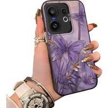 HONTINGA Vivo X200 Fe ile Uyumlu Kılıf Silikon Kenar Sert Arka Kamera Koruyucu Basitlik Anti Düşme Kamera Korumalı Kelebek Desen Couple Telefon Kılıfı Kadın ve Erkek Için Uygundur K1-1497
