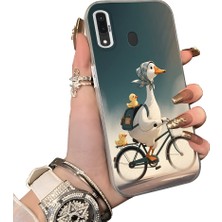 HONTINGA Samsung Galaxy A30 ile Uyumlu Kılıf Silikon Kenar Sert Arka Kamera Koruyucu Basitlik Anti Düşme Kamera Korumalı Ördek Desen Couple Telefon Kılıfı Kadın ve Erkek Için Uygundur K1-1504