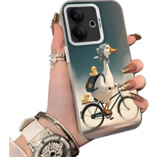 HONTINGA Vivo V60 Lite 5g ile Uyumlu Kılıf Silikon Kenar Sert Arka Kamera Koruyucu Basitlik Anti Düşme Kamera Korumalı Ördek Desen Couple Telefon Kılıfı Kadın ve Erkek Için Uygundur K1-1504