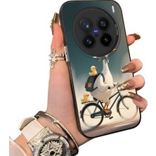 HONTINGA Vivo X200 Pro ile Uyumlu Kılıf Silikon Kenar Sert Arka Kamera Koruyucu Basitlik Anti Düşme Kamera Korumalı Ördek Desen Couple Telefon Kılıfı Kadın ve Erkek Için Uygundur K1-1504