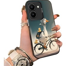 HONTINGA Vivo Y36 5g ile Uyumlu Kılıf Silikon Kenar Sert Arka Kamera Koruyucu Basitlik Anti Düşme Kamera Korumalı Ördek Desen Couple Telefon Kılıfı Kadın ve Erkek Için Uygundur K1-1504