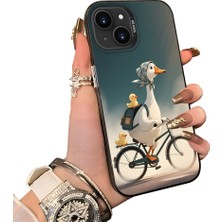 HONTINGA iPhone 13 Mini ile Uyumlu Kılıf Silikon Kenar Sert Arka Kamera Koruyucu Basitlik Anti Düşme Kamera Korumalı Ördek Desen Couple Telefon Kılıfı Kadın ve Erkek Için Uygundur K1-1504
