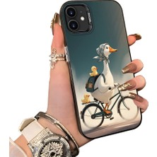 HONTINGA iPhone 11 ile Uyumlu Kılıf Silikon Kenar Sert Arka Kamera Koruyucu Basitlik Anti Düşme Kamera Korumalı Ördek Desen Couple Telefon Kılıfı Kadın ve Erkek Için Uygundur K1-1504