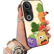HONTINGA Vivo V50 Lite ile Uyumlu Kılıf Silikon Kenar Sert Arka Kamera Koruyucu Basitlik Anti Düşme Kamera Korumalı Karikatür Desen Couple Telefon Kılıfı Kadın ve Erkek Için Uygundur K1-1499