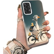 HONTINGA Samsung Galaxy A52S 5g ile Uyumlu Kılıf Silikon Kenar Sert Arka Kamera Koruyucu Basitlik Anti Düşme Kamera Korumalı Ördek Desen Couple Telefon Kılıfı Kadın ve Erkek Için Uygundur K1-1504
