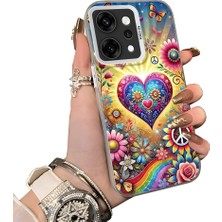 HONTINGA Oppo Reno 14 Pro 5g ile Uyumlu Kılıf Silikon Kenar Sert Arka Kamera Koruyucu Basitlik Anti Düşme Kamera Korumalı Kalp Desen Couple Telefon Kılıfı Kadın ve Erkek Için Uygundur K1-1502