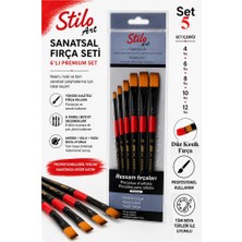 ArtMaster Profesyonel Resim Fırça Seti 6 Lı Kesik Uçlu 1 Paket Stilo Set 5 Sentetik Kaliteli Ressam Fırça Seti Akrilik Guaj Yağlı