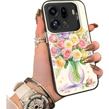 HONTINGA Oppo Find X9 Pro 5g ile Uyumlu Kılıf Silikon Kenar Sert Arka Kamera Koruyucu Basitlik Anti Düşme Kamera Korumalı Çiçekli Desen Couple Telefon Kılıfı Kadın ve Erkek Için Uygundur K1-1500