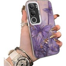 HONTINGA Vivo Y19S ile Uyumlu Kılıf Silikon Kenar Sert Arka Kamera Koruyucu Basitlik Anti Düşme Kamera Korumalı Kelebek Desen Couple Telefon Kılıfı Kadın ve Erkek Için Uygundur K1-1497
