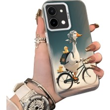 HONTINGA Vivo Y28 ile Uyumlu Kılıf Silikon Kenar Sert Arka Kamera Koruyucu Basitlik Anti Düşme Kamera Korumalı Ördek Desen Couple Telefon Kılıfı Kadın ve Erkek Için Uygundur K1-1504