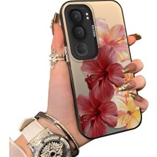 HONTINGA Vivo Y31 5g ile Uyumlu Kılıf Silikon Kenar Sert Arka Kamera Koruyucu Basitlik Anti Düşme Kamera Korumalı Çiçekli Desen Couple Telefon Kılıfı Kadın ve Erkek Için Uygundur K1-1498