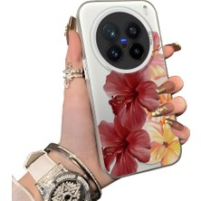 HONTINGA Vivo X200 Pro ile Uyumlu Kılıf Silikon Kenar Sert Arka Kamera Koruyucu Basitlik Anti Düşme Kamera Korumalı Çiçekli Desen Couple Telefon Kılıfı Kadın ve Erkek Için Uygundur K1-1498