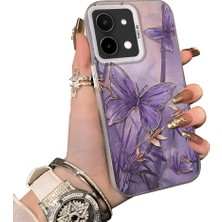 HONTINGA Vivo Y28 ile Uyumlu Kılıf Silikon Kenar Sert Arka Kamera Koruyucu Basitlik Anti Düşme Kamera Korumalı Kelebek Desen Couple Telefon Kılıfı Kadın ve Erkek Için Uygundur K1-1497