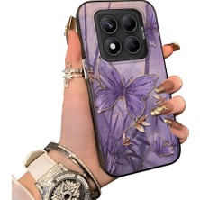 HONTINGA Xiaomi Redmi Note 14 Pro 5g ile Uyumlu Kılıf Silikon Kenar Sert Arka Kamera Koruyucu Basitlik Anti Düşme Kamera Korumalı Kelebek Desen Couple Telefon Kılıfı Kadın ve Erkek Için Uygundur K1-1497