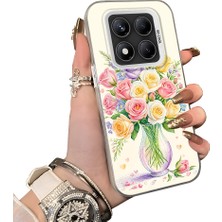 HONTINGA Xiaomi Redmi Note 14 Pro ile Uyumlu Kılıf Silikon Kenar Sert Arka Kamera Koruyucu Basitlik Anti Düşme Kamera Korumalı Çiçekli Desen Couple Telefon Kılıfı Kadın ve Erkek Için Uygundur K1-1500