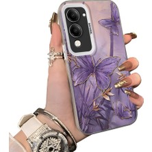 HONTINGA Vivo Y04 ile Uyumlu Kılıf Silikon Kenar Sert Arka Kamera Koruyucu Basitlik Anti Düşme Kamera Korumalı Kelebek Desen Couple Telefon Kılıfı Kadın ve Erkek Için Uygundur K1-1497