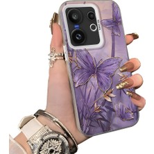 HONTINGA Vivo X200 Fe ile Uyumlu Kılıf Silikon Kenar Sert Arka Kamera Koruyucu Basitlik Anti Düşme Kamera Korumalı Kelebek Desen Couple Telefon Kılıfı Kadın ve Erkek Için Uygundur K1-1497