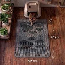 Uygur Home Xl - Gri Büyük Pati Baskılı Petek Dokulu Kedi Kumu Yakalama Paspası - 60X80 cm