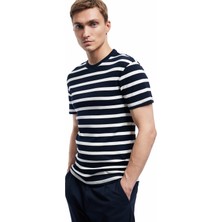 Koton Kısa Kollu Bisiklet Yaka Slim Fit Çizgili Tişört