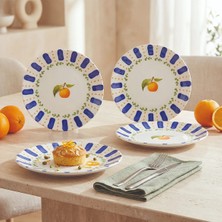 Güral Porselen Kayısı Desenli  4lü 19 cm Porselen Pasta Tabağı Seti