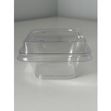 Poppy Lotus Kristal Tatlı Kasesi - Mika Plastik Kap - Şeffaf - Kapaklı - 180 Ml/cc - 10 Adet