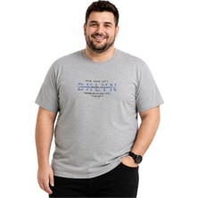 Battal Moda Erkek Büyük Beden Melanj Gri Bisiklet Yaka Kısa Kollu Brooklyn Tişört 3xl-4xl-5xl-6xl
