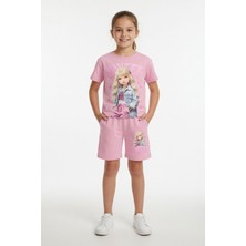 Cansın Mini Pudra Sweet Yazılı Karakter Baskılı Kız Çocuk Şortlu 2li Takım 23996