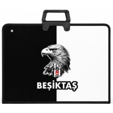 Beşiktaş Lisanslı Parçalı Kartal Baskılı Proje Çantası - Askılı Fermuarlı Resim Çantası 35x50 cm