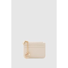 Shule Bags Nook Fermuarlı Charm Kartlık Krem