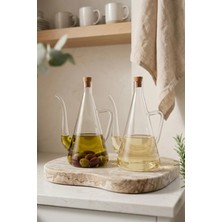 Kitchen Life Ahşap Tıpalı Şeffaf Borosilikat Cam Yağlık Sirkelik 500 ml