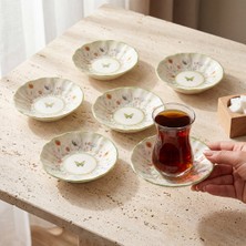 Güral Porselen Flora Green 6 Parça Çay Tabağı 4883