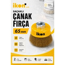 Ikon Tools Saçaklı Çanak Fırça 65 mm Çelik Tel Bakır Kaplama M14 Spiral Taşlama Uyumlu Pas Boya Temizleme