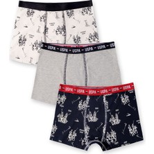 U.s. Polo Assn. Erkek Çocuk 3'lü Boxer Set Lastikli Modal Pamuk Lacivert Desenli