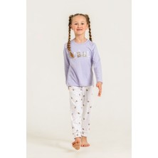 Rolypoly Kız Çocuk Cool Bear Mor Uzun Kol Pijama Takım RP3912-C-V2 RP3912-C-V2