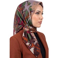 Hadiora Kadın Kahve Yeşil Modern Desenli Dikişli Yazma