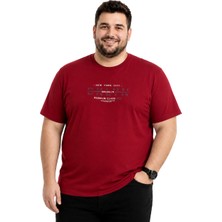 Battal Moda Erkek Büyük Beden Bordo Bisiklet Yaka Kısa Kollu Brooklyn Tişört 3xl-4xl-5xl-6xl