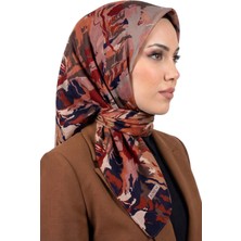 Hadiora Kadın Lacivert Turuncu Modern Desenli Dikişli Yazma