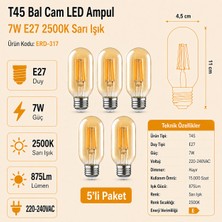 Heka T45 Bal Cam LED Ampul 7W E27 2500K Sarı Işık ERD-317