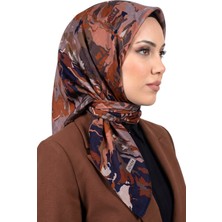 Hadiora Kadın Lacivert Kahve Modern Desenli Dikişli Yazma