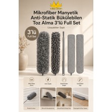 Missclean Mikrofiber Manyetik Anti-Statik Bükülebilen Toz Alma 3 Lü Full Set Uzayabilen Saplı