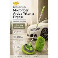 Missclean ( +1 YEDEK BEZ HEDİYELİ ) Çok Fonksiyonlu Mikrofiber Araba Yıkama Fırçası Teleskopik Uzun Saplı