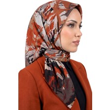 Hadiora Kadın Turuncu Kahve Gri Modern Desenli Dikişli Yazma