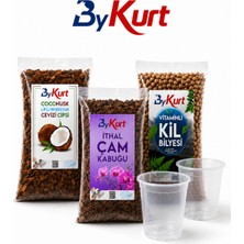 ByKurt Orkide Toprağı Değişim Seti 2 Adet Orkide Üretim Saksısı Cocohusk Çam Kabuğu Kil Bilyesi