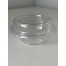 Poppy Kristal Yuvarlak Tatlı Sütlaç Kasesi - Mika Plastik Kap - Şeffaf - Kapaklı - 180 Ml/cc - 100 Adet