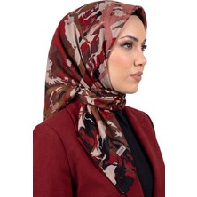Hadiora Kadın Kahve Kırmızı Modern Desenli Dikişli Yazma