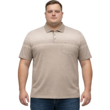 Battal Moda Battalmoda Erkek Büyük Beden Melanj Bej Polo Yaka Kısa Kollu Gradient Tişört 3xl-4xl-5xl-6xl
