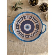 Hediye Ağacı El Emeği Göz Nazar Boncuğu Desenli Mavi/ Kahverengi/ Lacivert Tepsi, 30*30 cm